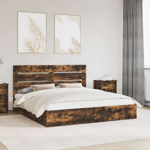  Krevet s od storage s uzglavljem Dimljeni hrast 180 x 200 cm Cene