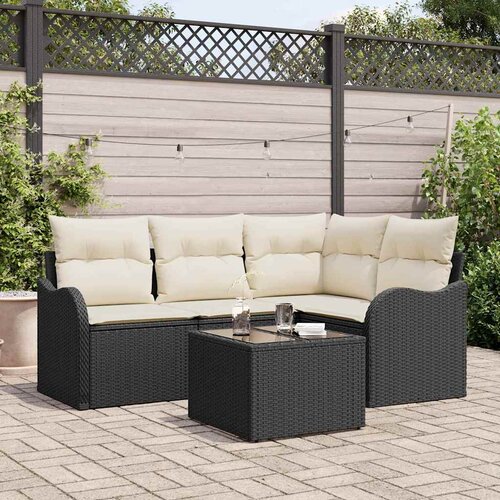  Sjedeća garnitura za vrt 5 kom. Smeđa poliratan Crna 177,5 x 122,5 x 69 cm Cijene