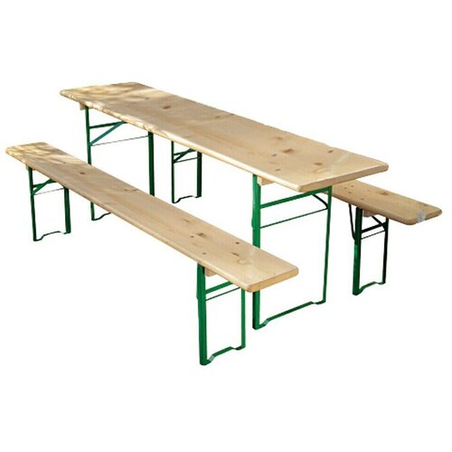 SUNFUN Pivska garnitura (Stol (D x &amp;Scaron; x V): 220 x 70 x 77 cm, klupa (&amp;Scaron; x D x V): 220 x 25 x 49 cm, Prirodno smeđa-zelena, Bez naslona) Slike