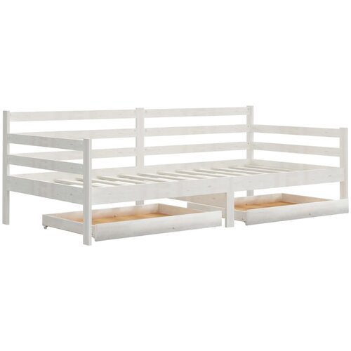vidaXL Dnevna postelja s predali 90x200 cm bela trdna borovina, (20644817) Cene