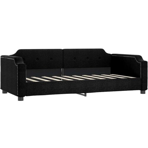 VidaXL Dnevni krevet na razvlačenje crni 90 x 190 cm od tkanine Slike