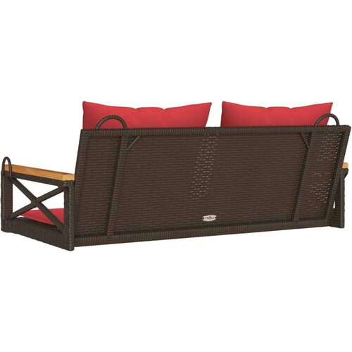  Klupa za ljuljanje s jastucima smeđa 109x62x40 cm od poliratana - Smeđa 109 x 62 x 40 cm 1 Nasloni za ruke križnog dizajna Slike