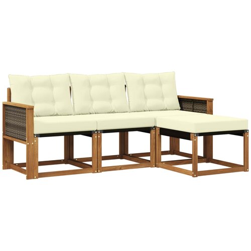 vidaXL Zunanja garnitura za sedenje z blazino 4 pcs Naravna in smetana, (5000281295) Cene