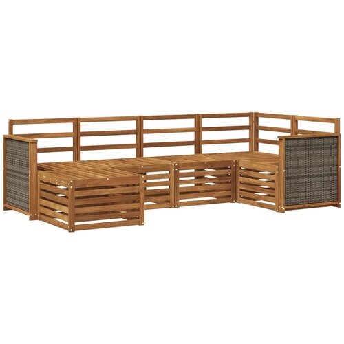 vidaXL Kotna sedežna garnitura 5 pcs Naravna Masiven les akacije, (5000283719) Cene