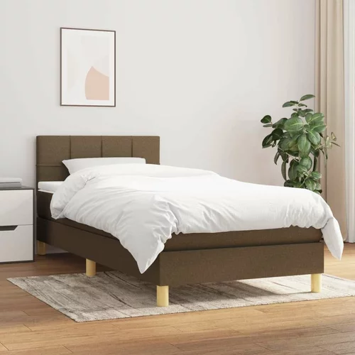  Box spring postelja z vzmetnico temno rjava 90x200 cm blago, (20723464)