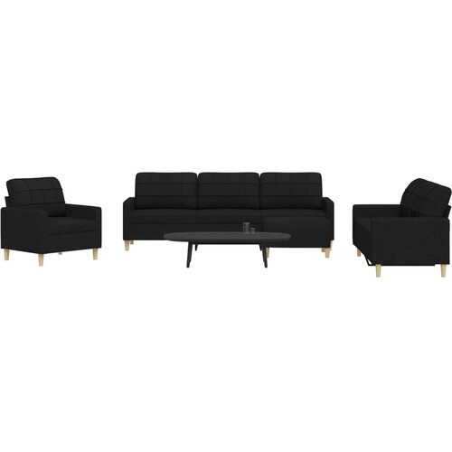 vidaXL 4-dijelni set sofa s tabureom crni od tkanine Cijene