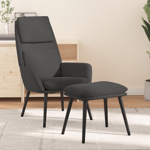 The Living Store Stol za sproščanje s stolčkom temno sivo blago - Stol Za Sproščanje S Stolčkom, (21485333) Cene