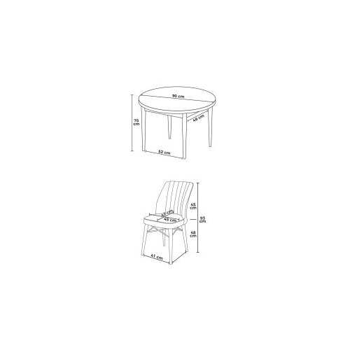 Hanah home Set Trpezarijski sto i 4 stolice, Bijelo-roza Cene