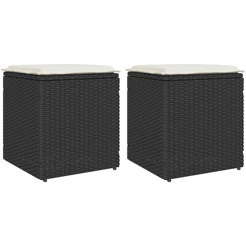 VidaXL Vrtni stolčki z blazinami 2 kosa Črna 40x40x43 cm Poly Rattan Slike