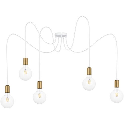  Luster na sajli MIROS 5xE27/60W/230V pauk bela/zlatna Cene