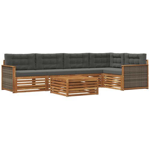 vidaXL Zunanja garnitura za sedenje 6 pcs Naravna in antracitna, (5000279483) Cene