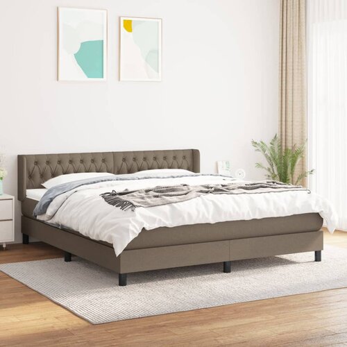 VidaXL Krevet s oprugama i madracem smeđesivi 180x200 cm tkanina Slike