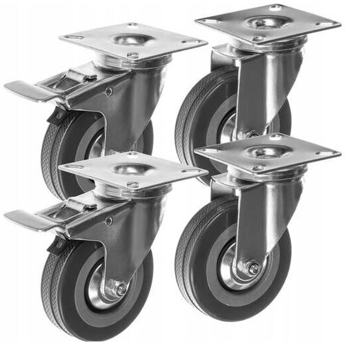 Malatec univerzalni set 4 nadomestnih vrtljivih gumjastih koles do 220kg z zavoro 00022537 Cene