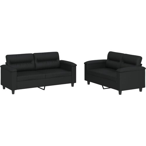  2-dijelni set sofa s jastucima crni od umjetne kože Slike