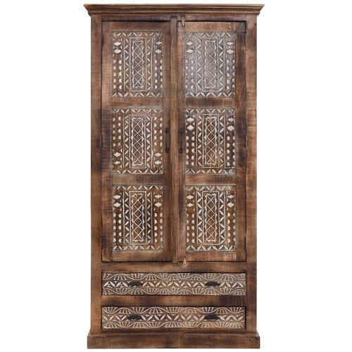 Støraa Rjava garderobna omara iz masivnega manga 190x45 cm Maneesh – Cene