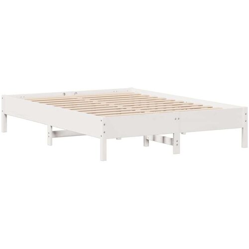 VidaXL Okvir kreveta bez madraca bijeli 140 x 190 cm masivna borovina Slike