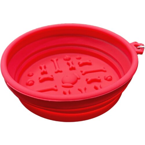 Činija za hranu i vodu za ljubimce, gumena, 500ml, crvena Slike