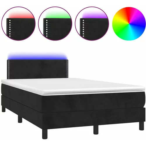 vidaXL Box spring postelja z vzmetnico LED črna 120x190 cm žamet, (21111588)