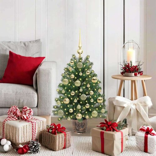 vidaXL Umestno božično drevo med 150 LED Zelena 65 cm PE in PVC Cene