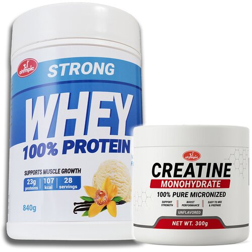 Olympic Strong 100% Whey Protein Vanila 840g + Creatine Monohydrate 300g Cene