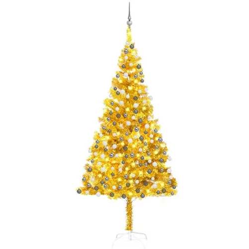  Novoletna jelka z LED lučkami in bučkami zlata 210 cm PET