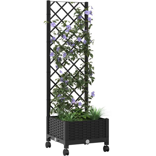  Vrtni saksija s re&amp;scaron;etkom i kotačima Crna 40 x 40 x 131,5 cm PP Slike