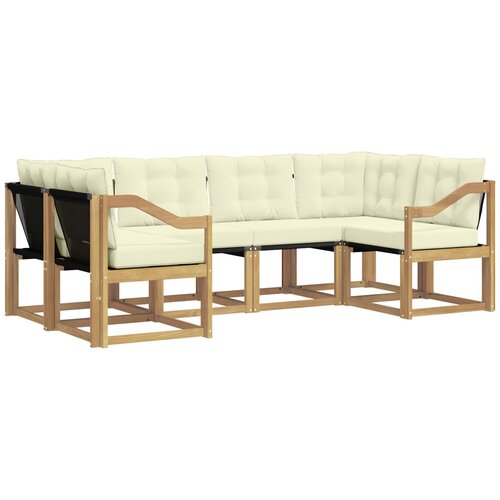 vidaXL Zunanja garnitura za sedenje z blazino 6 pcs Bela in krem, (5000269657) Cene