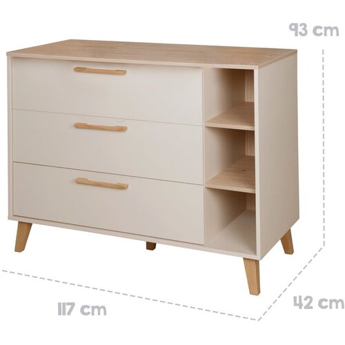 Roba Kremno bela/v naravni barvi otro&amp;scaron;ka komoda v hrastovem dekorju s previjalnim pultom 117x103x78 cm Jil &amp;ndash; Slike