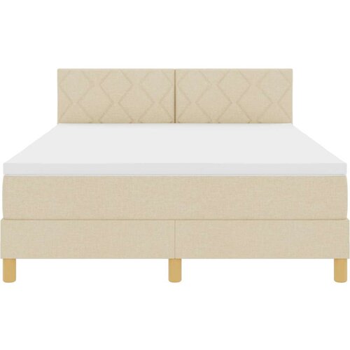 VidaXL Krevet s kutijom s madracem Krem 140x200 cm Tkanina Slike