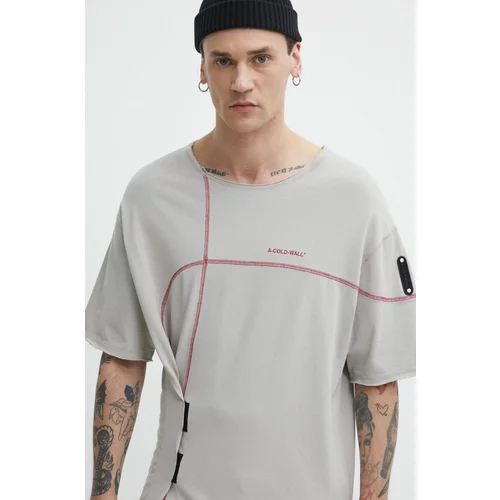 A-COLD-WALL* Bombažna kratka majica Intersect T-Shirt moška, bež barva, ACWMTS179