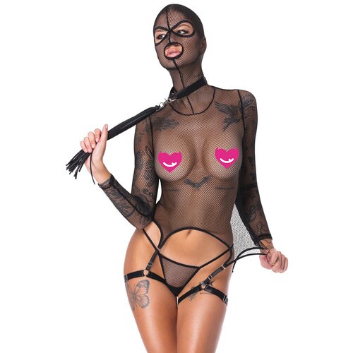 Cottelli Net Basque with Head Mask & Long Sleeves Set 2480573 Black L Cijene