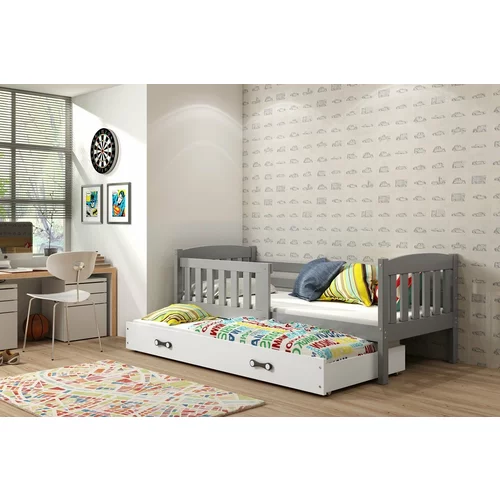 BMS Group Otroška postelja Kubus z dodatnim ležiščem - 80x190 cm - grafit/bela