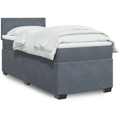 VidaXL Box spring postelja z vzmetnico temno siv 90x190 cm žamet Slike