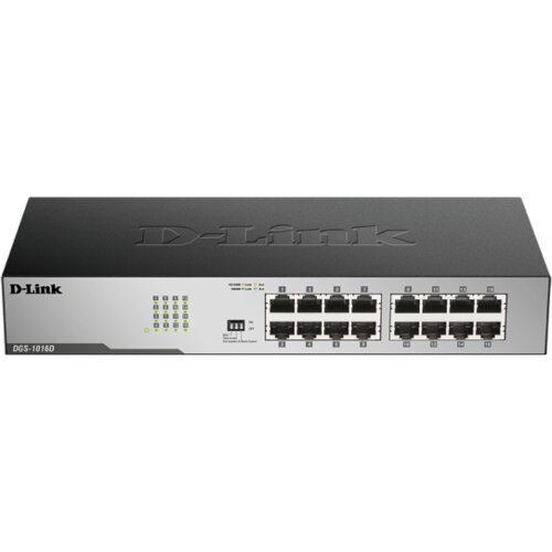 D-link DGS-1016D/E network switch Unmanaged Black, Metallic Slike