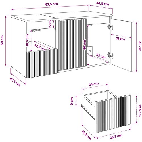  Set namje&amp;scaron;taja za kupaonicu 2 kom. Bijela visokog sjaja 62,5 x 44,5 x 50 cm Slike