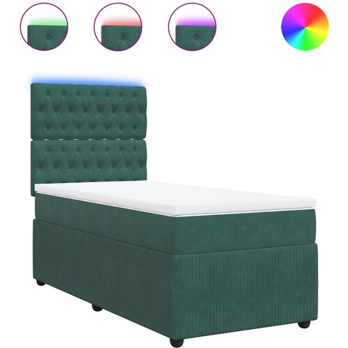 VidaXL Box spring postelja z vzmetnico temno zelen 90x190 cm žamet, (21308289) Slike