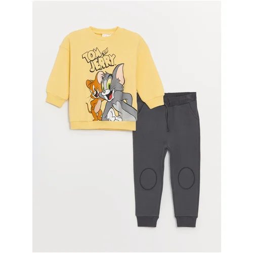 LC Waikiki Crew Neck Tom & Jerry Printed Baby Boy Sweatshirt and Sweatpants Set