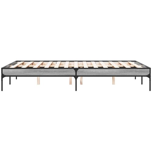  Okvir za krevet boja hrasta 120x190cm konstruirano drvo i metal Siva 120 x 190 cm Slike