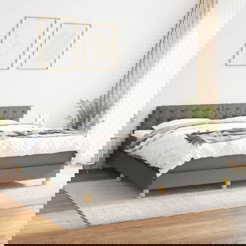 The Living Store Box spring postelja z vzmetnico temno siva 160x200 cm blago - Box Spring Postelja, (21517960) Cene