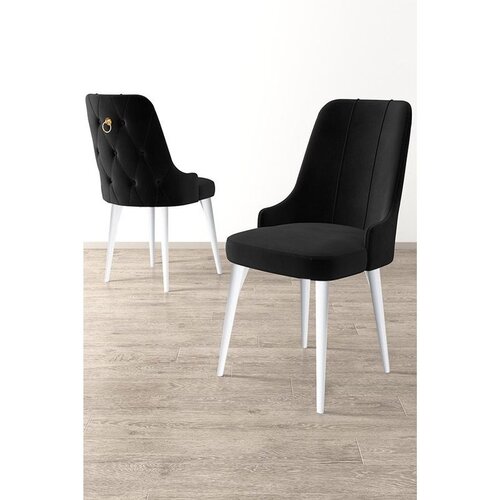 Hanah home set trpezarijskih stolica Newa 8 kom, crna tkanina Babyface, bele metalne noge Cene