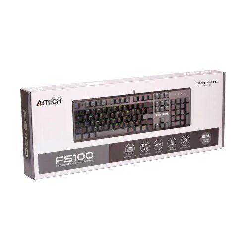 A4Tech FS100 FSTYLER USB Neon Backlit US crna tastatura Slike