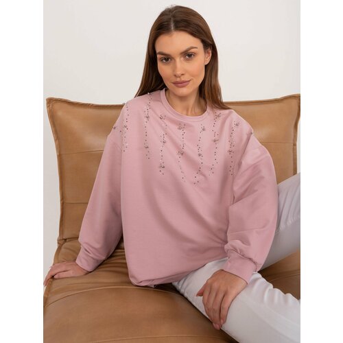 Fashion Hunters Dusty Pink Asymmetrical Hoodless Sweatshirt Slike