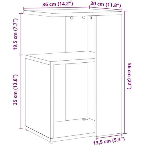VidaXL Pomoćni stol Artisan hrast 36x30x56 cm izrađeno drvo Slike