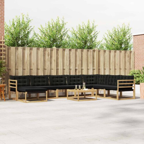  Set vanjskih sofa 9 pcs Bijela i crna Čvrsto drvo akacije Cene
