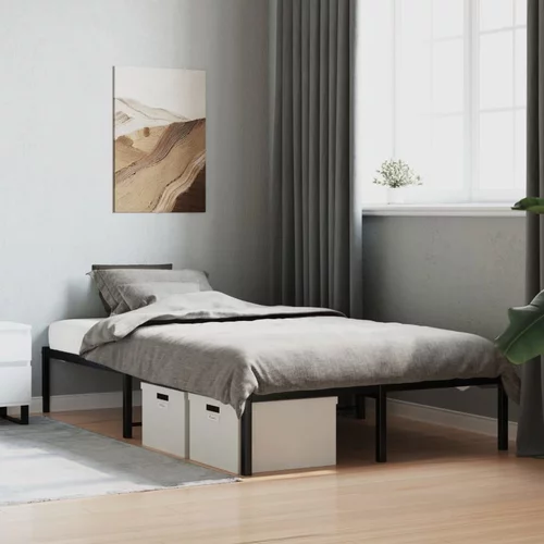 vidaXL Kovinski posteljni okvir črn 120x200 cm