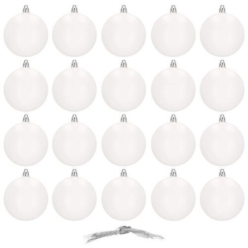  Set Božićnih kuglica od bijele plastike, 8 cm, 20 komada Cene