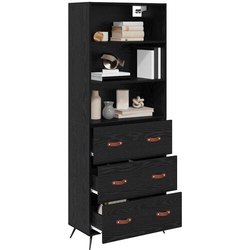  Highboard Crni hrast 69,5 x 34 x 180 cm Konstruirano drvo Slike