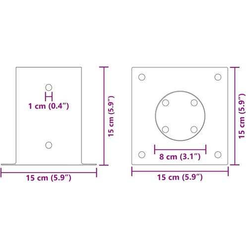  Okrugli sidri&amp;scaron;te u zemlji 4 pcs Antracit 15 x 15 x 15 cm Metal Slike