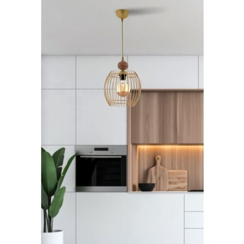 Opviq lillian wood - gold, natural goldnatural chandelier Cene