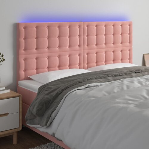 vidaXL LED posteljno vzglavje roza 200x5x118/128 cm žamet Cene